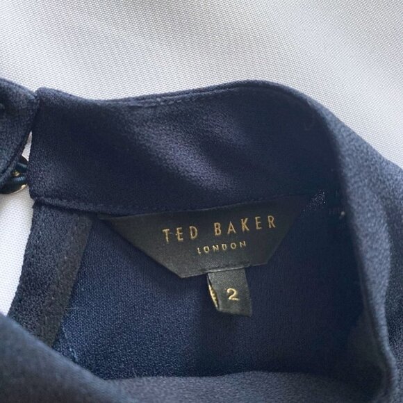 TED BAKER VANIAH NAVY TANK BLOUSE EASY LONGLINE TOP - M - Picture 7 of 10